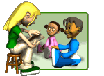  lady reading to kids