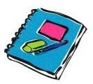 Sketch of blue spiral notebook.